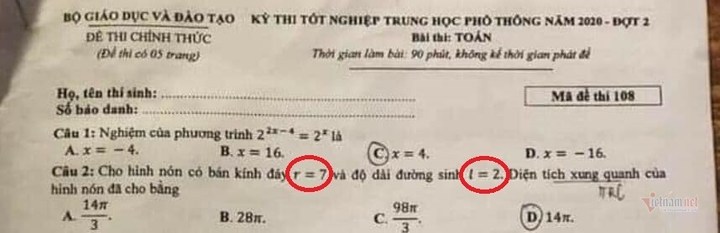 Một số câu hỏi trong đề Toán thi tốt nghiệp THPT đợt 2 chưa chính xác? - 2