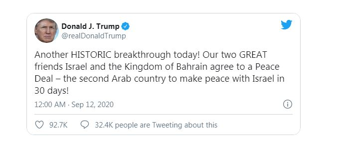 Ông Trump tuyên bố Bahrain nối quan hệ với Israel - 1