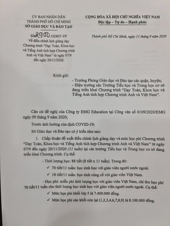Học phí chương trình tiếng Anh tích hợp ở TP.HCM được điều chỉnh thế nào? - 1