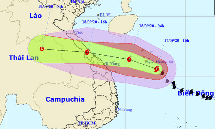 Bão số 5 có thể đổ bộ Quảng Bình - Quảng Nam vào đầu giờ chiều 18/9 - 3