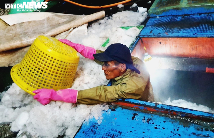 Ảnh: Ngư dân đội mưa xuyên đêm bốc cá trước giờ bão số 5 đổ bộ - 3