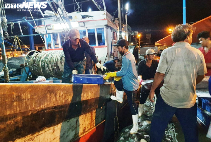 Ảnh: Ngư dân đội mưa xuyên đêm bốc cá trước giờ bão số 5 đổ bộ - 2