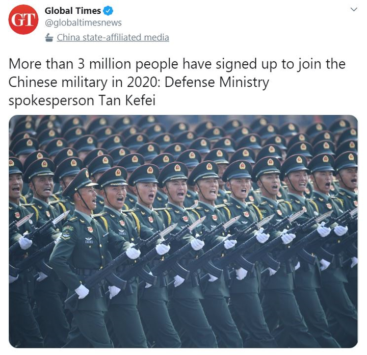 Bộ Quốc phòng Trung Quốc: Hơn 3 triệu người đăng ký gia nhập quân đội năm 2020 - 1