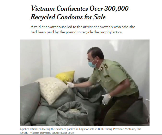 Truyền thông thế giới ngỡ ngàng vụ tái chế 320.000 bao cao su ở Bình Dương - 1