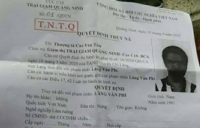 Truy nã phạm nhân trốn khỏi trại giam ở Quảng Ninh - 1