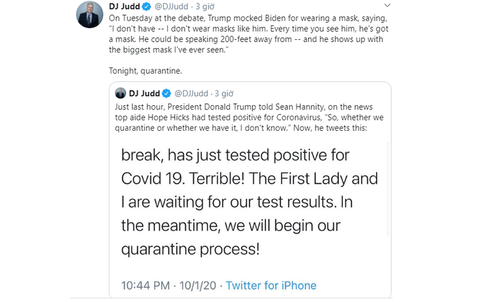 Chủ đề 'Trump mắc COVID-19' đang nóng nhất Twitter - 2