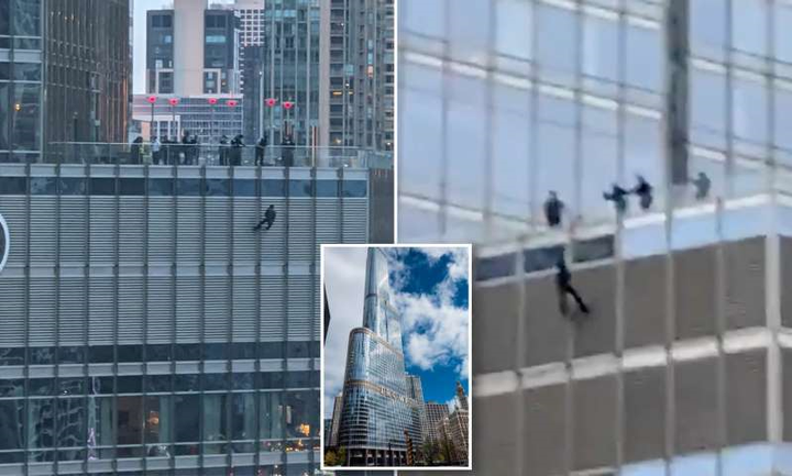 Người đàn ông treo mình ngoài tháp Trump, đòi nói chuyện với Tổng thống - 1