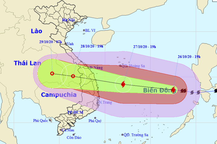 Bão số 9 giật cấp 17 có thể đổ bộ đất liền Đà Nẵng - Phú Yên sáng 28/10 - 1