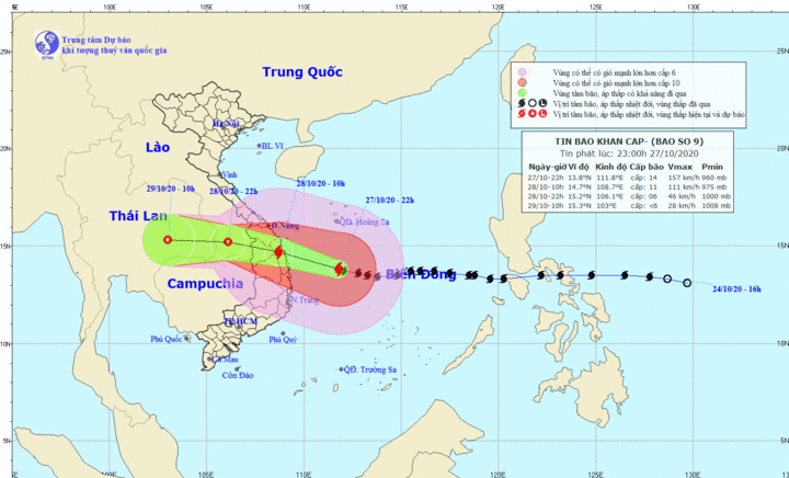 Trực tiếp: Bão số 9 đang đi rất nhanh, suy yếu chậm, cường độ ở cuối cấp 13 - 2