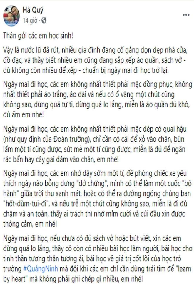 Thư thầy hiệu trưởng vùng lũ gửi học sinh khiến dân mạng rớm nước mắt ‘thả tim’ - 1