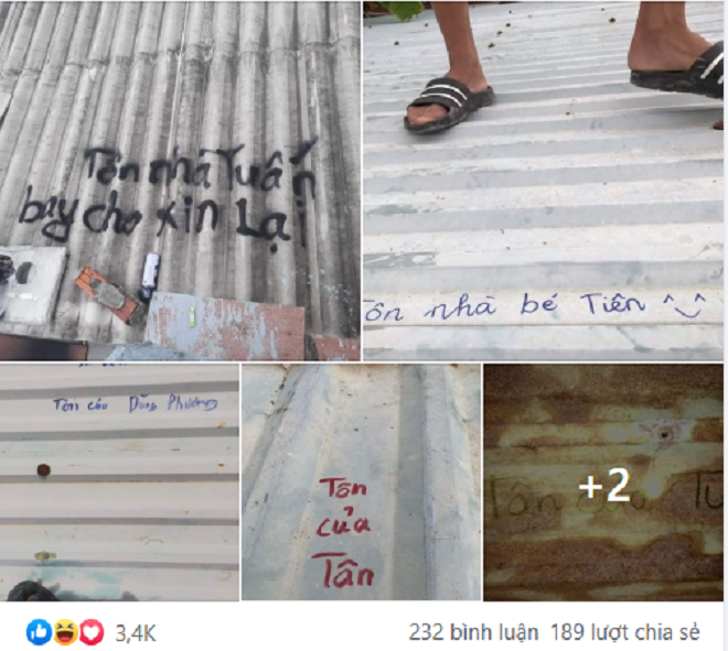 Cay mắt hình ảnh người miền Trung ghi tên vào mái tôn để xin lại sau bão lũ - 1