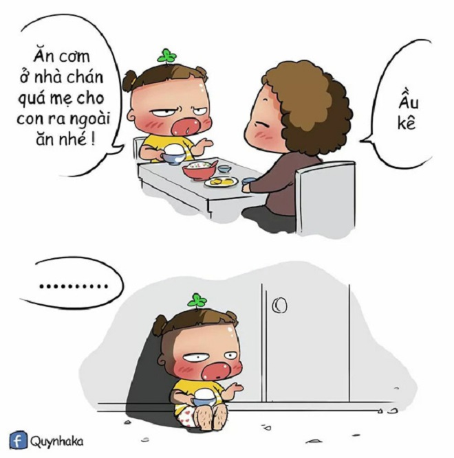 Đắng lòng khi được mẹ cho ra ngoài ăn cơm - 1
