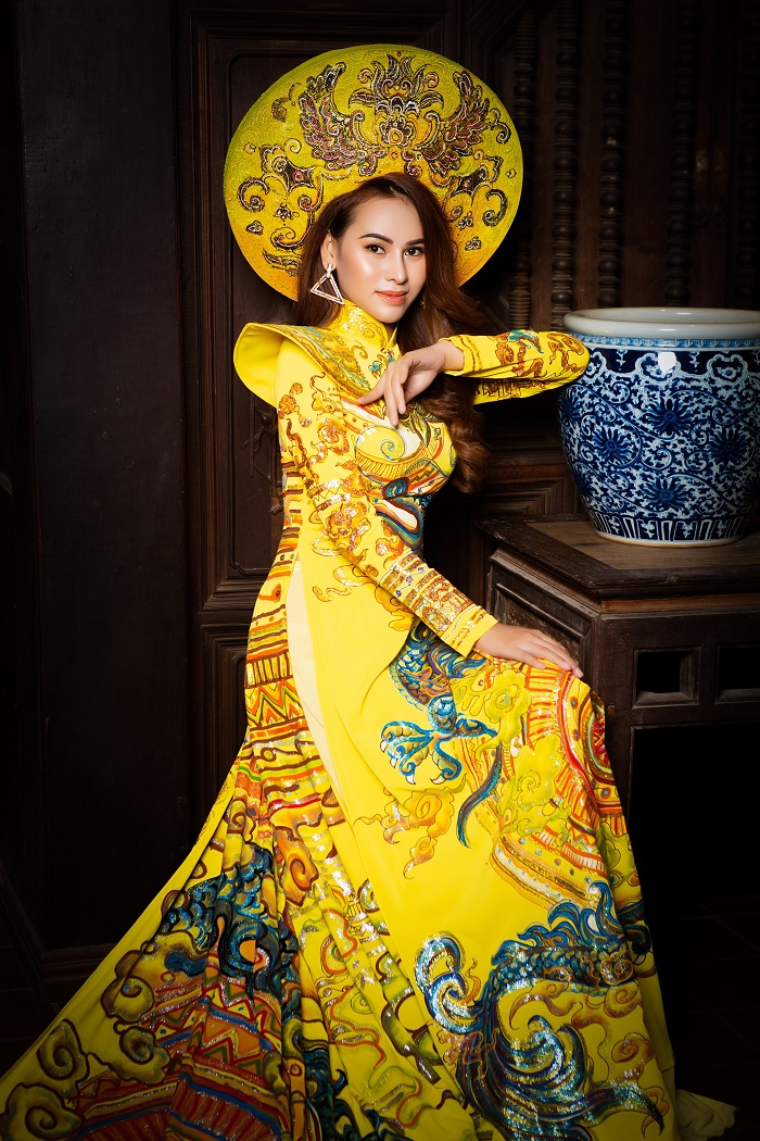 Hoa khôi Khánh My đội mấn nặng 4 kg khi chụp ảnh với áo dài - 7