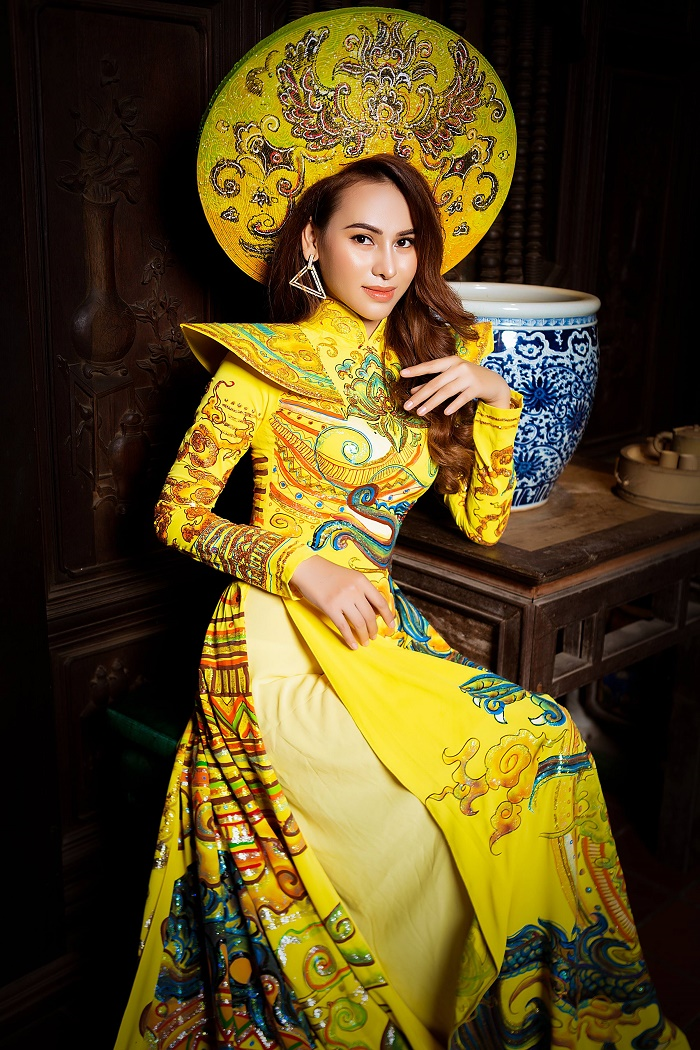 Hoa khôi Khánh My đội mấn nặng 4 kg khi chụp ảnh với áo dài - 8