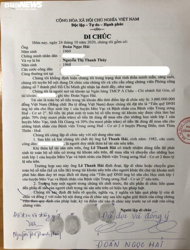 Ông Đoàn Ngọc Hải mở tài khoản 3 tỷ đồng để làm từ thiện - 1