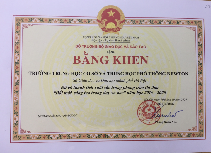 Trường Newton vinh dự nhận Bằng khen của Bộ GD&ĐT - 2
