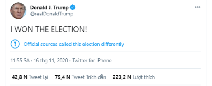 Tổng thống Trump tiếp tục tuyên bố 'chiến thắng bầu cử' - 1