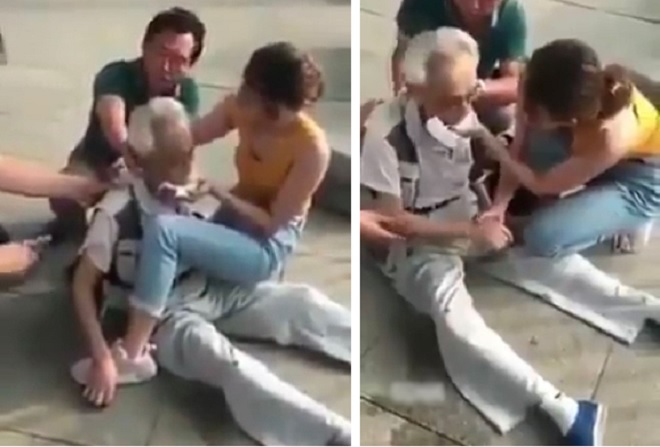 Cô gái quẳng điện thoại, ba lô để cấp cứu cụ ông ở sân bay - 2