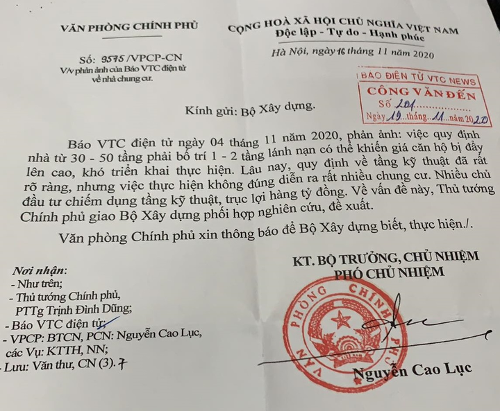 VTC News phản ánh vấn đề thêm tầng lánh nạn, Thủ tướng giao Bộ Xây dựng xem xét - 1