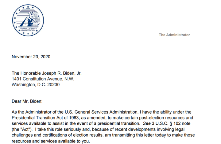 Có gì trong bức thư đặc biệt kích hoạt quá trình chuyển giao hậu bầu cử Mỹ? - 2