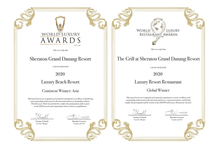 Sheraton Grand Đà Nẵng nhận giải thưởng World Luxury Hotel Awards 2020 - 2