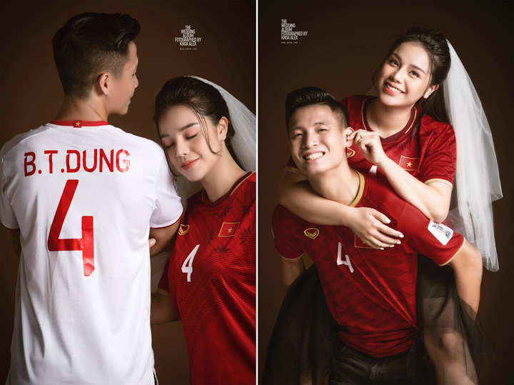 Bùi Tiến Dũng khoe ảnh cưới đậm chất bóng đá bên bạn gái xinh đẹp - 4