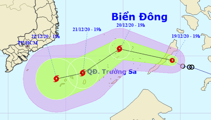 Ngày mai 20/12, áp thấp nhiệt đới vào Biển Đông, có thể mạnh lên thành bão - 1