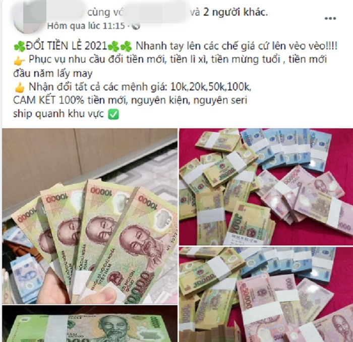 Gần Tết, dịch vụ đổi tiền lẻ giá cao ngất lại tràn chợ mạng - 1