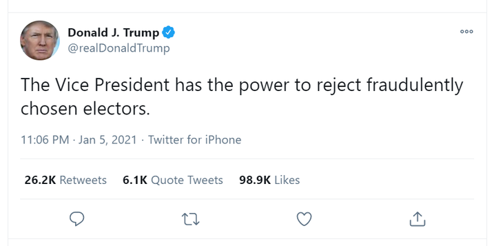 Ông Trump: Phó Tổng thống có quyền bác bỏ đại cử tri gian lận - 1