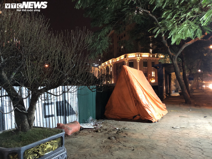 Ảnh: Tiểu thương dựng lều, vạ vật trông đào, quất Tết giữa đêm rét - 12