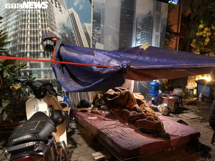 Ảnh: Tiểu thương dựng lều, vạ vật trông đào, quất Tết giữa đêm rét - 6