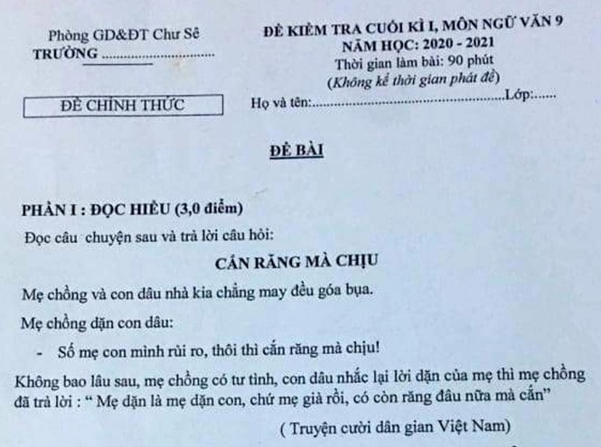 Đề thi Văn bàn 'mẹ chồng ngoại tình' và 'giúp bạn khóc' gây xôn xao - 3