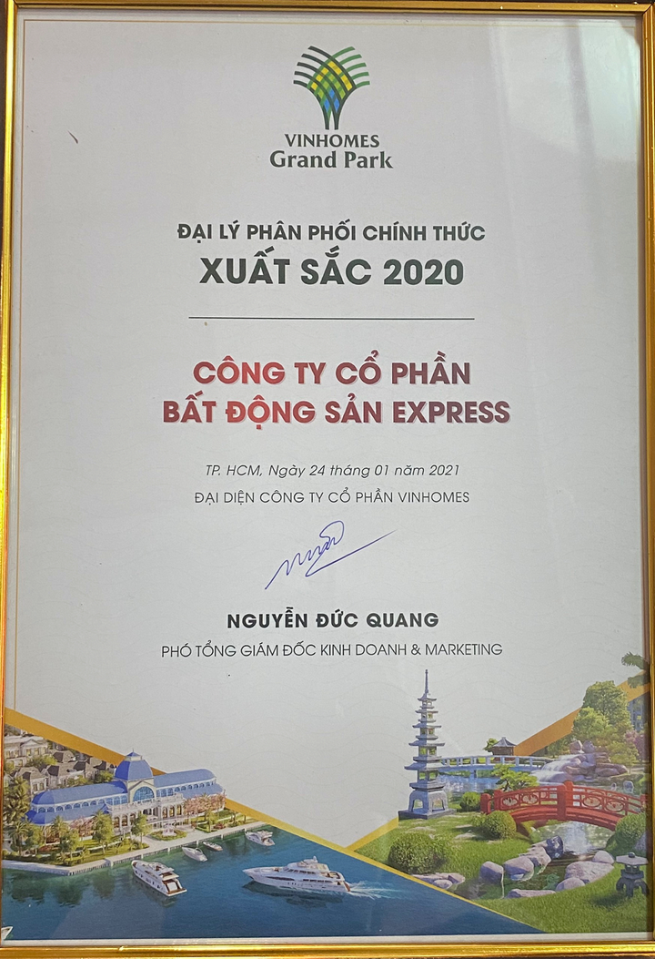 Công ty Express là đại lý phân phối xuất sắc của Vinhomes miền Nam 2020 - 3