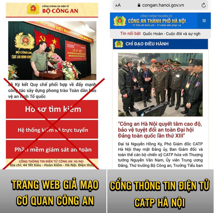 Phát hiện trang web giả mạo cổng thông tin điện tử của Công an TP Hà Nội - 1