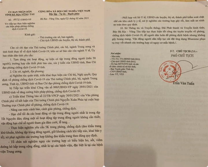 Bà Rịa – Vũng Tàu tạm dừng các hoạt động, sự kiện tập trung trên 50 người - 1