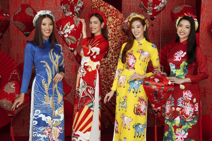 Hoa hậu Nguyễn Trần Khánh Vân rực rỡ diện áo dài Tết - 6