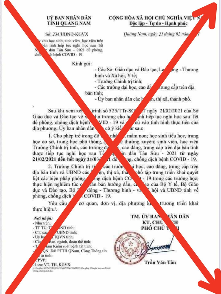 Quảng Nam xuất hiện văn bản giả cho học sinh nghỉ học - 1