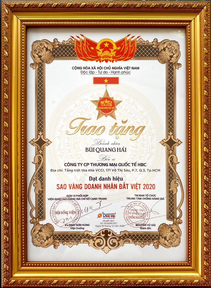 'Sao vàng Doanh nhân Đất Việt' vinh danh Tổng Giám đốc Công ty CP TMQT HBC - 3