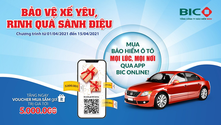 Tặng quà tới 5 triệu đồng khi mua bảo hiểm ô tô qua ứng dụng BIC Online - 1