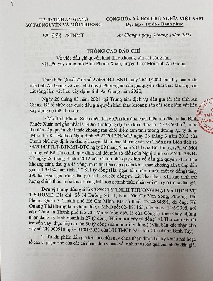Sẽ kiểm tra năng lực tài chính công ty trúng đấu giá mỏ cát hơn 2.800 tỷ đồng - 2