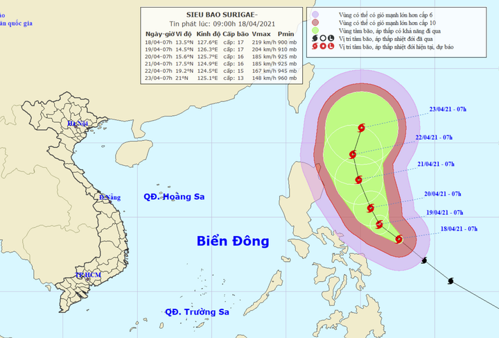 Siêu bão SURIGAE giật trên cấp 17, cách Philippines 420km - 1
