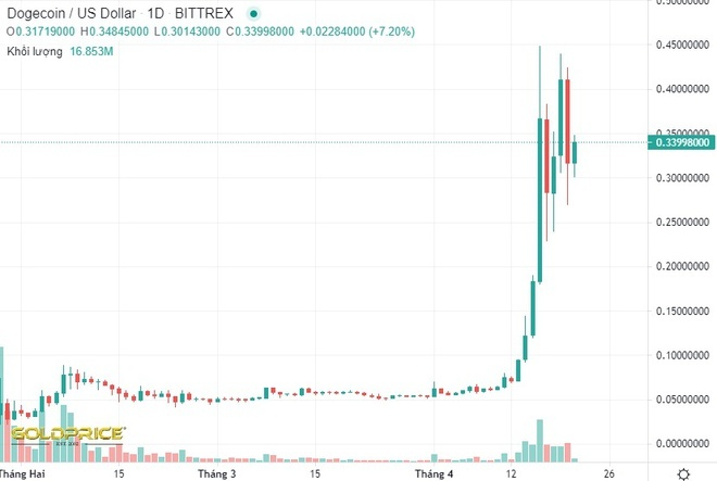 Tiền điện tử Dogecoin tăng giá gấp 6.850 lần chỉ trong 4 tháng - 1