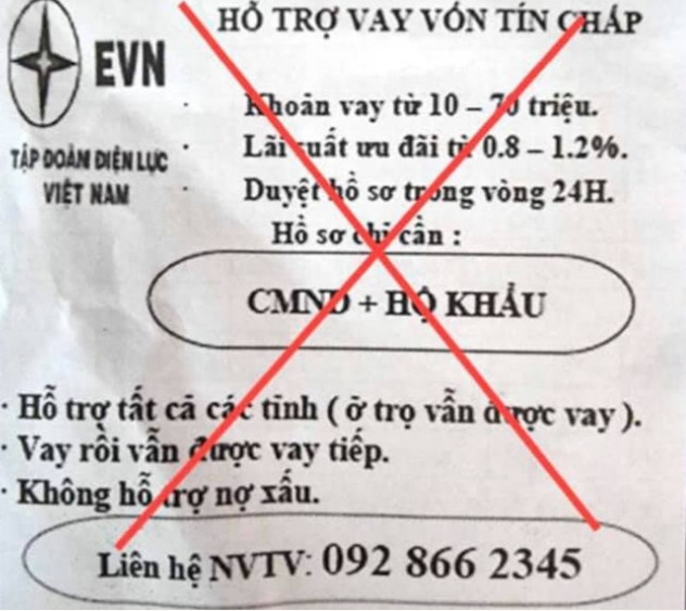 EVN bị giả mạo, lợi dụng thương hiệu để dụ cho vay tín chấp - 1