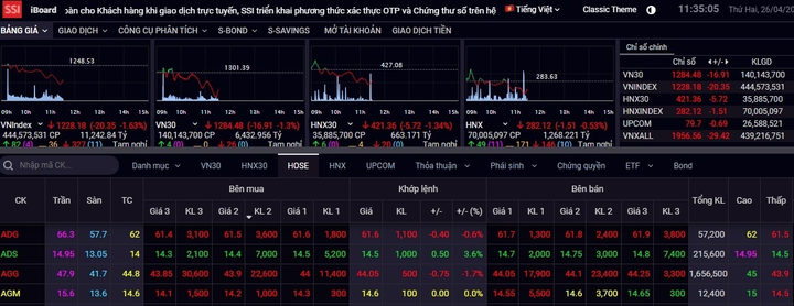 VN-Index rơi thẳng đứng, mất hơn 20 điểm - 1