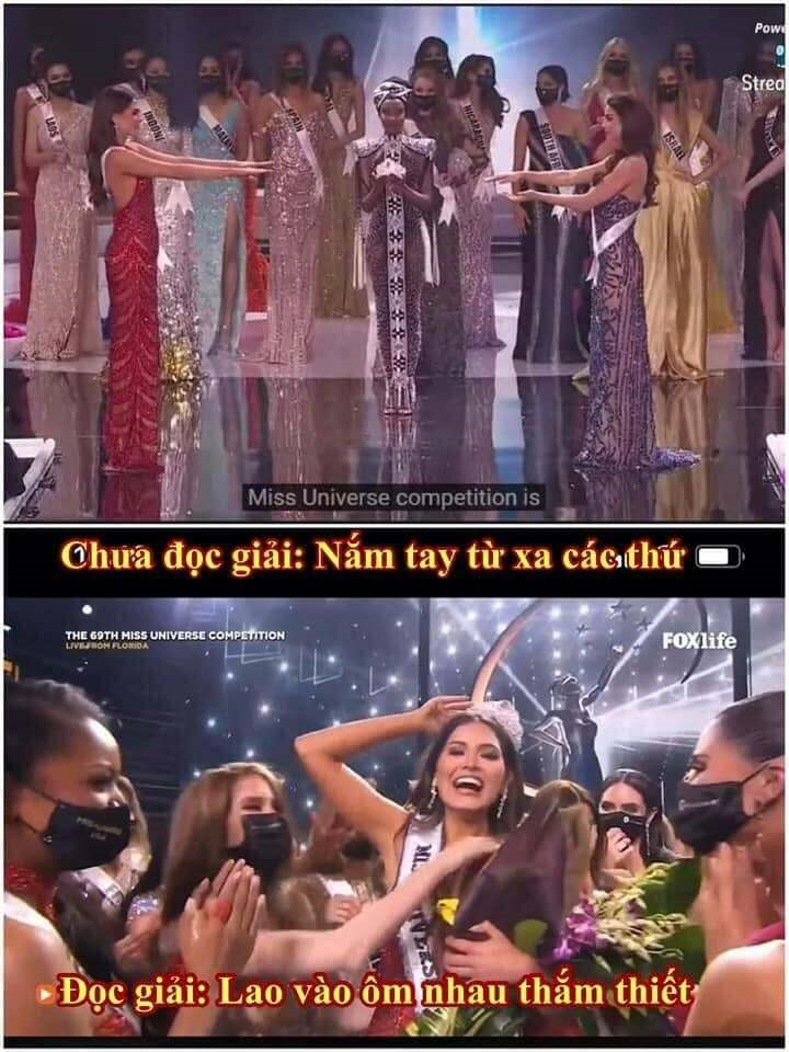 Cười ngất với loạt ảnh chế đêm chung kết Hoa hậu Hoàn vũ 2021 của dân mạng Việt - 3