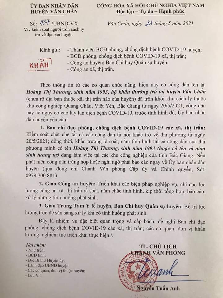 Yên Bái khẩn cấp truy tìm nữ công nhân trốn khỏi khu cách ly ở Bắc Giang - 1