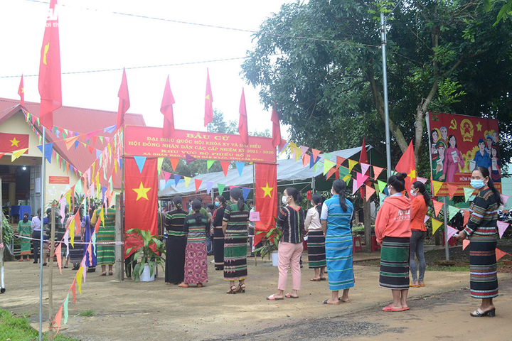 Ảnh: Đồng bào Tây Nguyên diện trang phục truyền thống đi bỏ phiếu bầu cử - 8