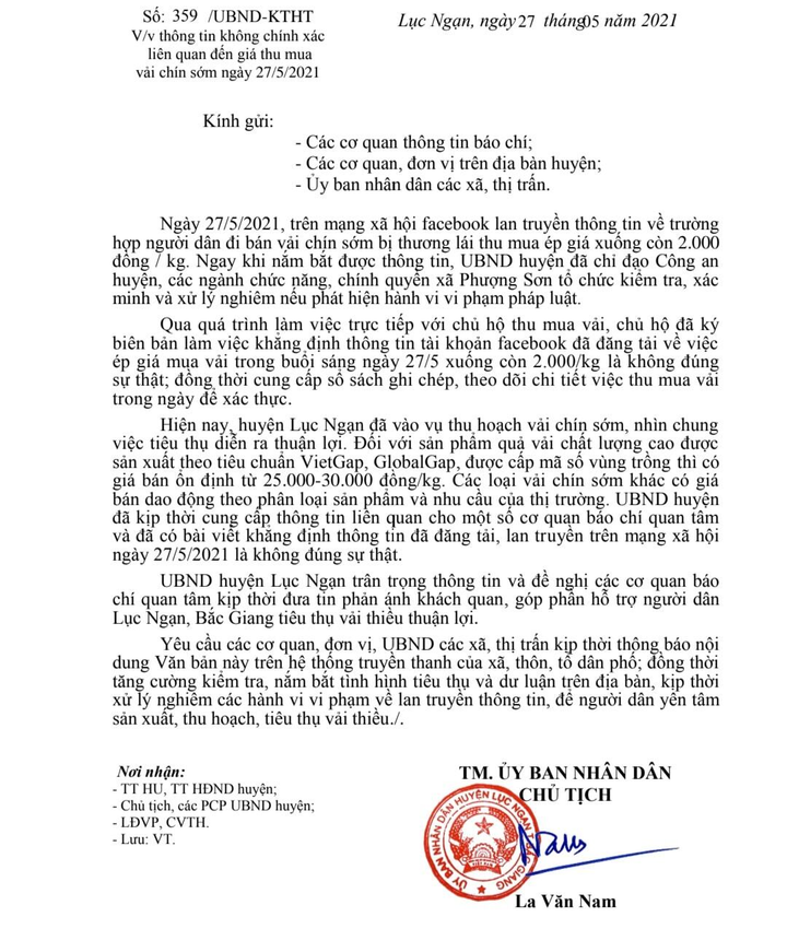 Sự thật thông tin vải thiều Lục Ngạn bị ép giá xuống 2.000 đồng/kg - 1