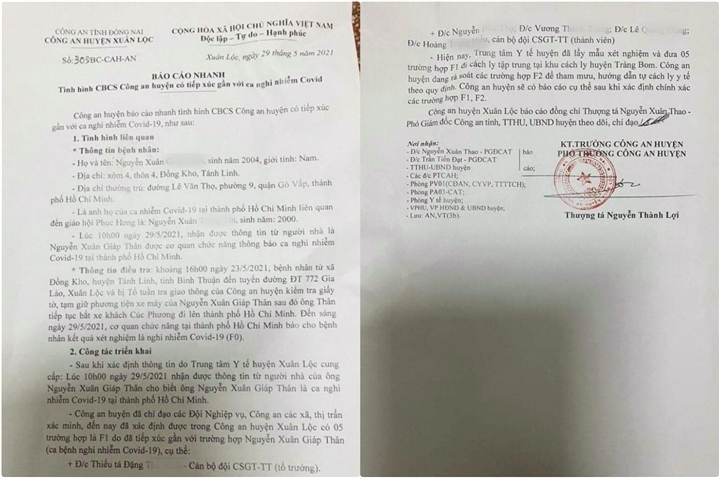 Kết quả xét nghiệm 5 CSGT Đồng Nai là F1 của bệnh nhân COVID-19 - 1