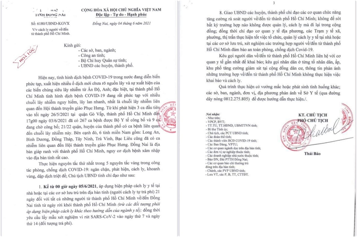 Người từ TP.HCM về Đồng Nai phải cách ly 21 ngày, tự trả phí - 2